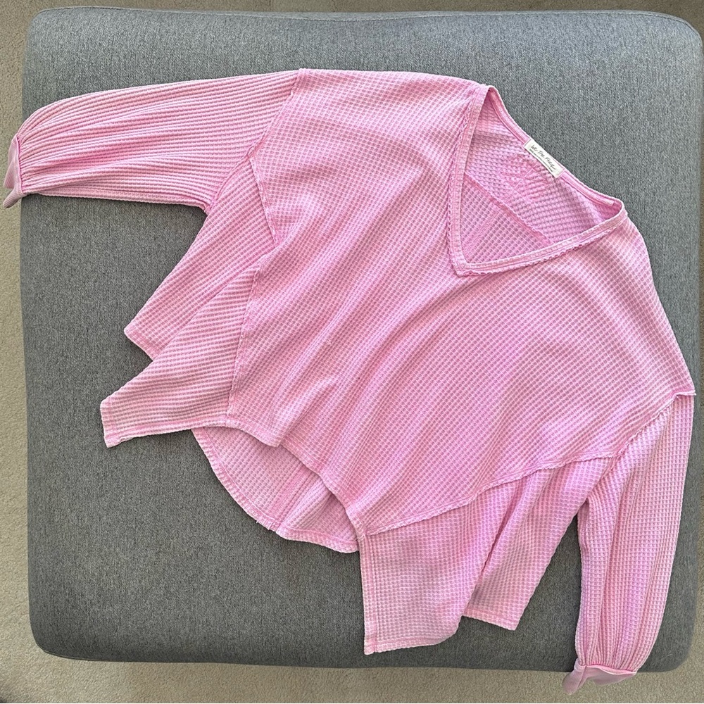We The Free Pink Coraline Waffle Thermal Top Small - Picture 4 of 8